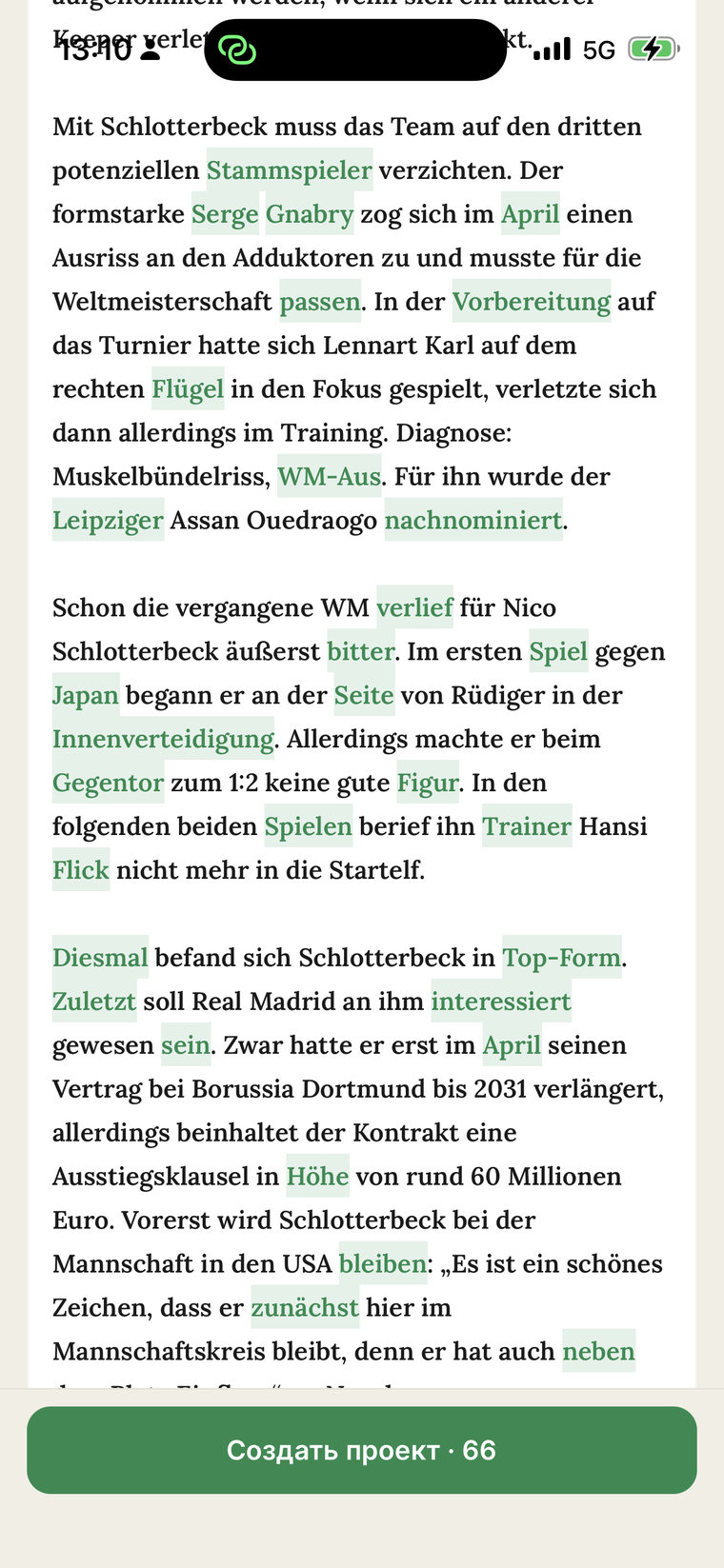 Celý rozpoznaný text – nájdené slová sú zvýraznené